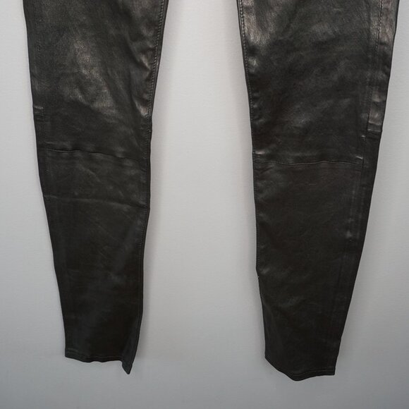 New Frame Le Skinny de Jeanne Mid-Rise Leather Pants in Washed Black size 23 - Picture 7 of 16